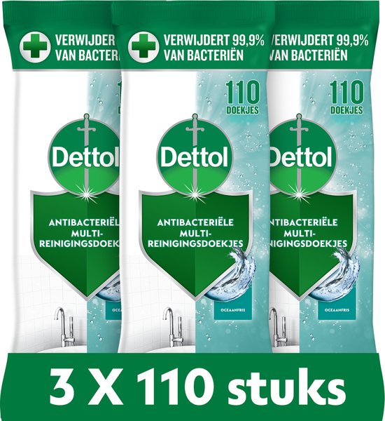 Dettol Antibacteriële doekjes Multi-oppervlak Ocean - 3 x 110 stuks - Voordeelverpakking