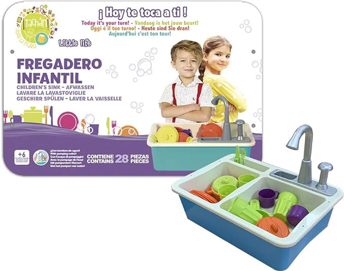 Tachan - Keukenspoelbak - Speelgoed - Keukengootsteen - Speelgoedset met Watercircuit en Grillfunctie - Voor kinderen vanaf 3 jaar