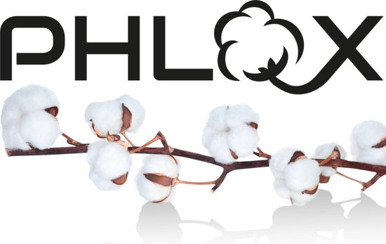 Texte 'PHLOX' avec une image de fleur de coton.