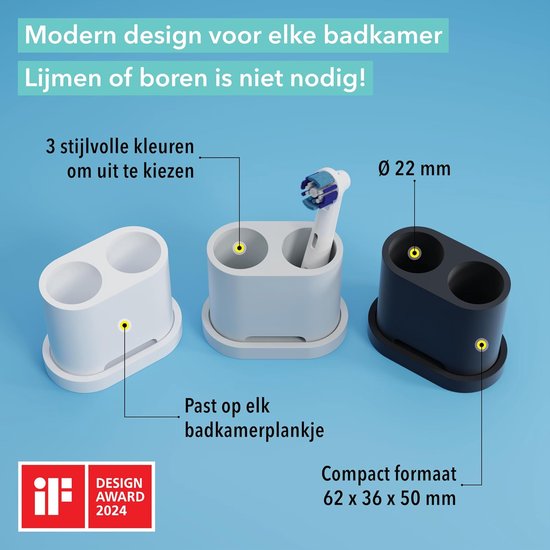 Linkidea Elektrische tandenborstelhouder voor badkamer, acryl elektrische tandenborstelhanger, zelfklevende organizer compatibel met Oral-B iO-serie, Philip Sonicare 4100 (helder
