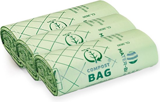 Composteerbare afvalzakjes - 30L - 3 rollen - 25 zakken per rol - Biozakken - Biologisch afbreekbare zakken - Europees gecertificeerd