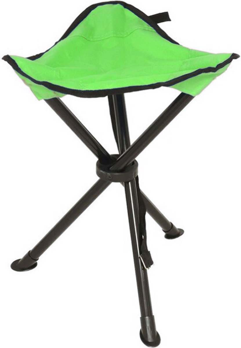 Redcliffs Opvouwbaar krukje - driepoot - camping/outdoor - groen - D34 x H40 cm