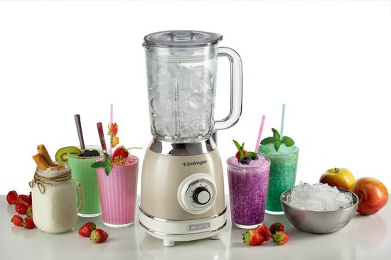 Ariete 0583/03 - Vintage Blender - 1100 Watt - glazen kan - 1,5 liter inhoud - Ice crush - Beige van Ariete — afbeelding 2