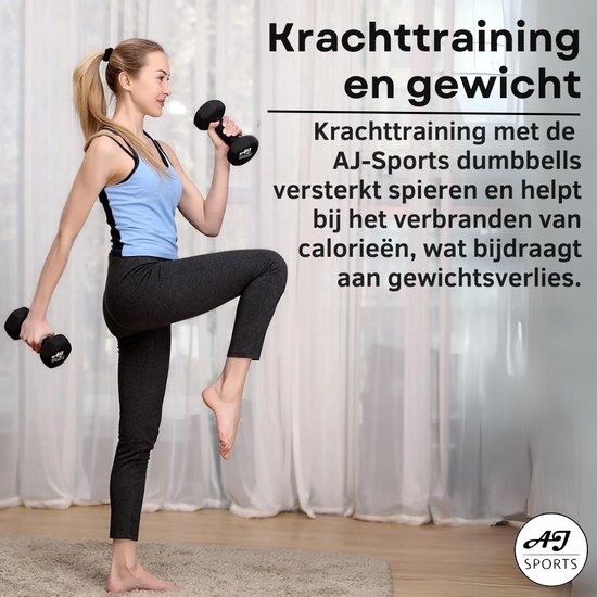 AJ-Sports Dumbells 2 kg - 2 x 2 kg dumbell - Gewichten - Dumbells set - Gewichten set - Halterset - Fitness gewichten - Krachttraining - Fitness