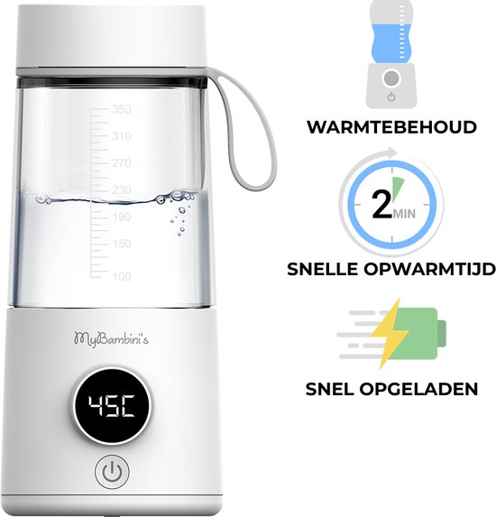 MyBambini's Thermos Flessenwarmer™ - Draagbare Baby Flessenwarmer voor Onderweg - Geschikt voor Borstvoeding & Babyvoeding - 350ML - 100W