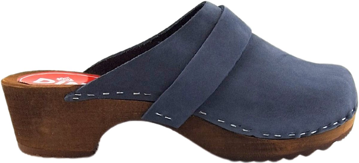 Dina Zweedse klompen - Tuinklompen - Thuisklompen - Dames klompen - Blauw met Nubuck leer - maat 38