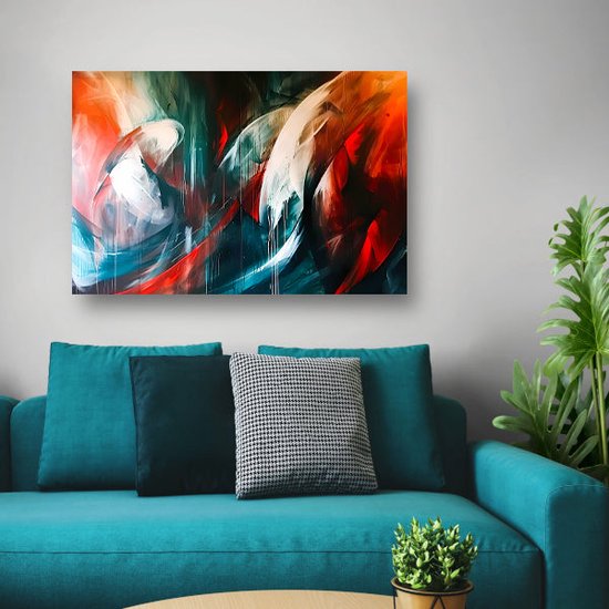 Kleuren portret - Abstract expressionisme wanddecoratie - Schilderij op canvas Moderne kunst - Landelijke schilderijen - Canvas keuken - Muurkunst canvas 150x100 cm