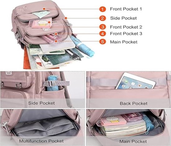 FANDARE Nieuwe Rugzakken Schoolrugzak Schooltas Jongen Waterdichte Schooltas Tiener Dagrugzak Reizen Daypacks Laptoptas Outdoor Camping PU Pack, bruin, Large, Casual