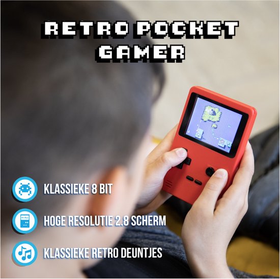 Silvergear Retro Game Console met 240 Arcade Games - Geen Internet Nodig - Gaming Spelcomputer voor Kinderen - Reisspelletjes Auto Vliegtuig - Handheld - Vakantie Speelgoed - Cadeau voor Jongens en Meisjes - 6, 7, 8, 9, 10, 11, 12, 13+ Jaar - Rood