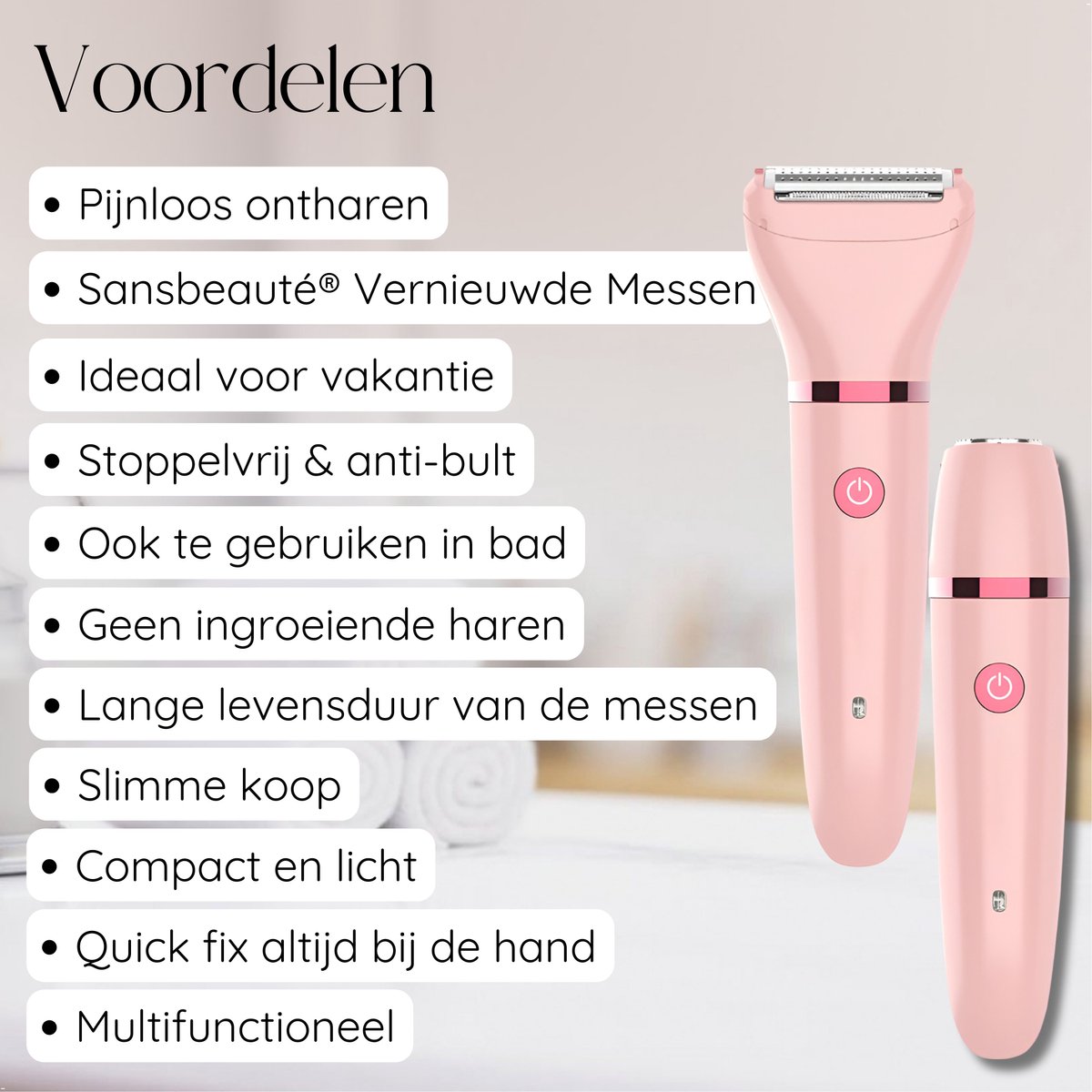 2-in-1 Ladyshave Gezicht - Oksels - Benen - Bikinilijn - Sansbeauté® - Scheerapparaat Vrouw - Ontharingsapparaat Electrisch Ontharen - Gezichtsontharing Dames - Trimmer Vrouw - Ladyshaves Bikini - USB Oplaadbaar — afbeelding 6