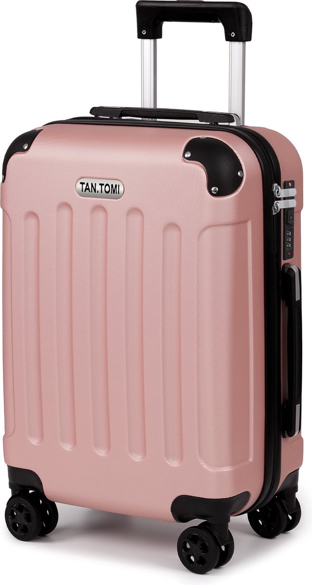 TAN.TOMI Handbagage Koffer - Reiskoffer - 41L - Cijferslot - Lichtgewicht - Trolley - 56x38x22cm - Roségoud