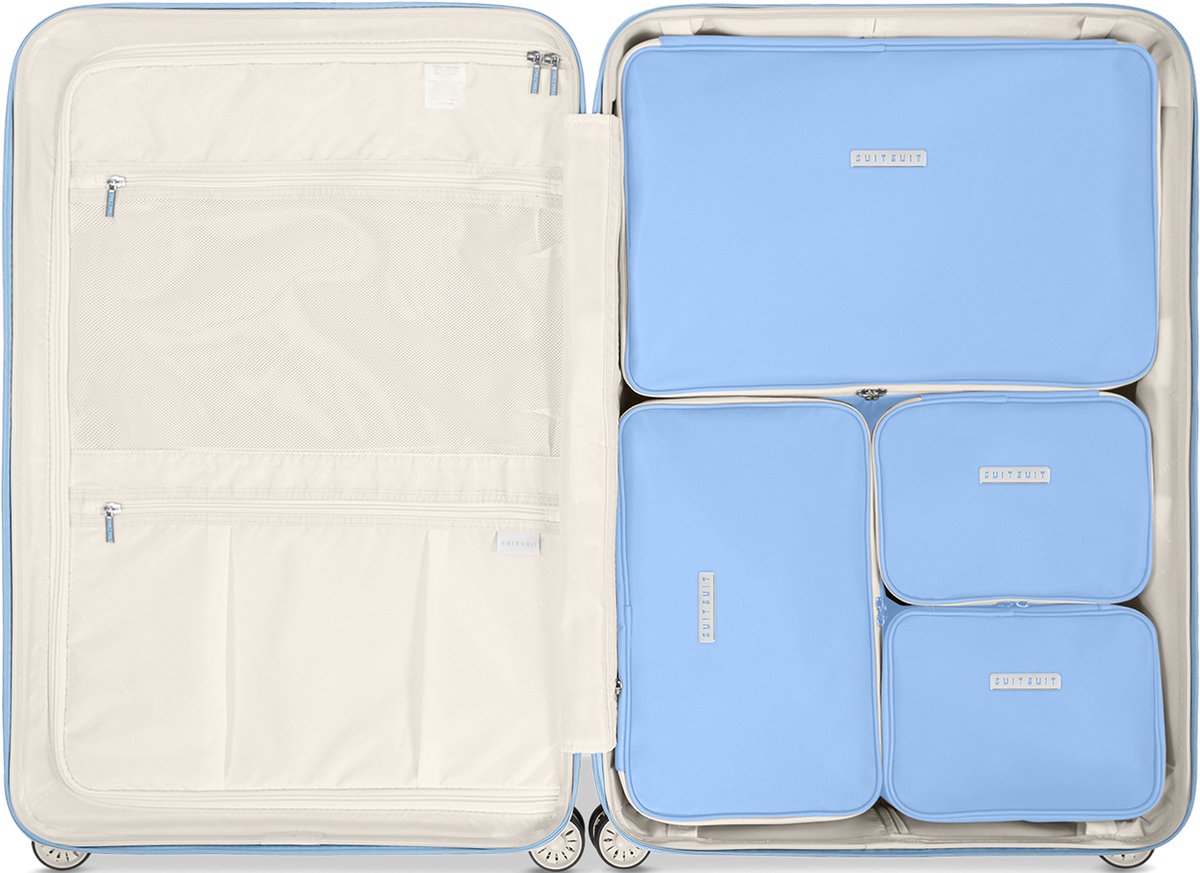 SUITSUIT Fabulous Fifties - Packing Cubes - Set van 4 - Reiskoffer 76 cm - Koffer organizer set - Bagage organizers - Blauw