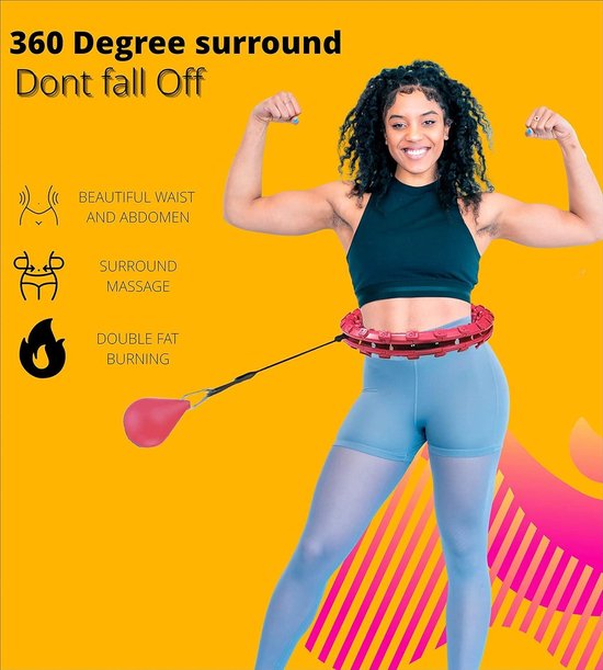 K-MART Smart Hula Rings hoepels, gewogen Hula Circle 24 afneembare fitnessring met 360 graden auto-spinning bal gymnastiek, massage, volwassen fitness voor gewichtsverlies (blauw
