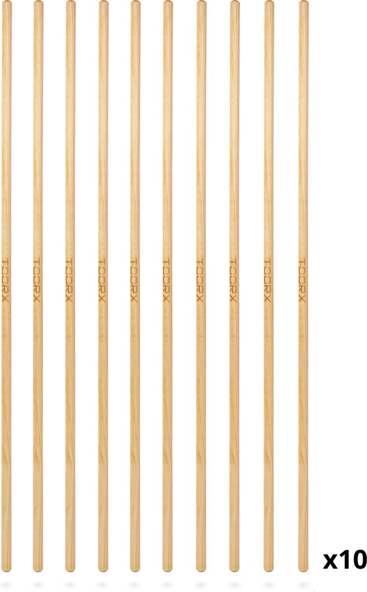 Toorx Fitness Pilates Bar - Poles - 160 cm - Set van 10 Sticks - Esdoornhout