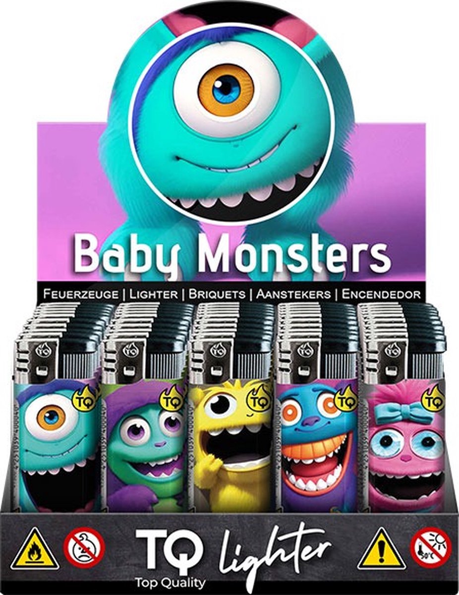 Goedkoopste Elektronische aansteker hervulbaar - Design Baby Monster Display 50 stuks - wegwerpaansteker - electronic lighter - Klik aanstekers
