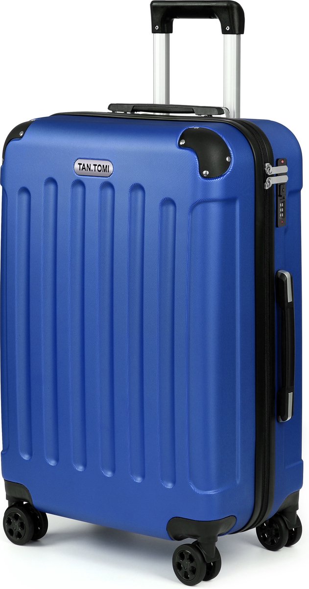 TAN.TOMI Reiskoffer Medium - 65L - Koffers -Trolley Koffer - Reiskoffer met wielen - Cijferslot - Lichtgewicht & Stevig - Azuurblauw