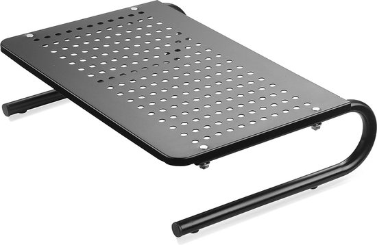 Foto: Monitor stand riser laptop computer printer schermverhoger met geventileerd platform tot 20kg opslag laptop verhoger