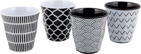 Bo-Camp - Servies - Mix & Match - 16 Stuks - Zwart/Wit van Bo-Camp — afbeelding 5