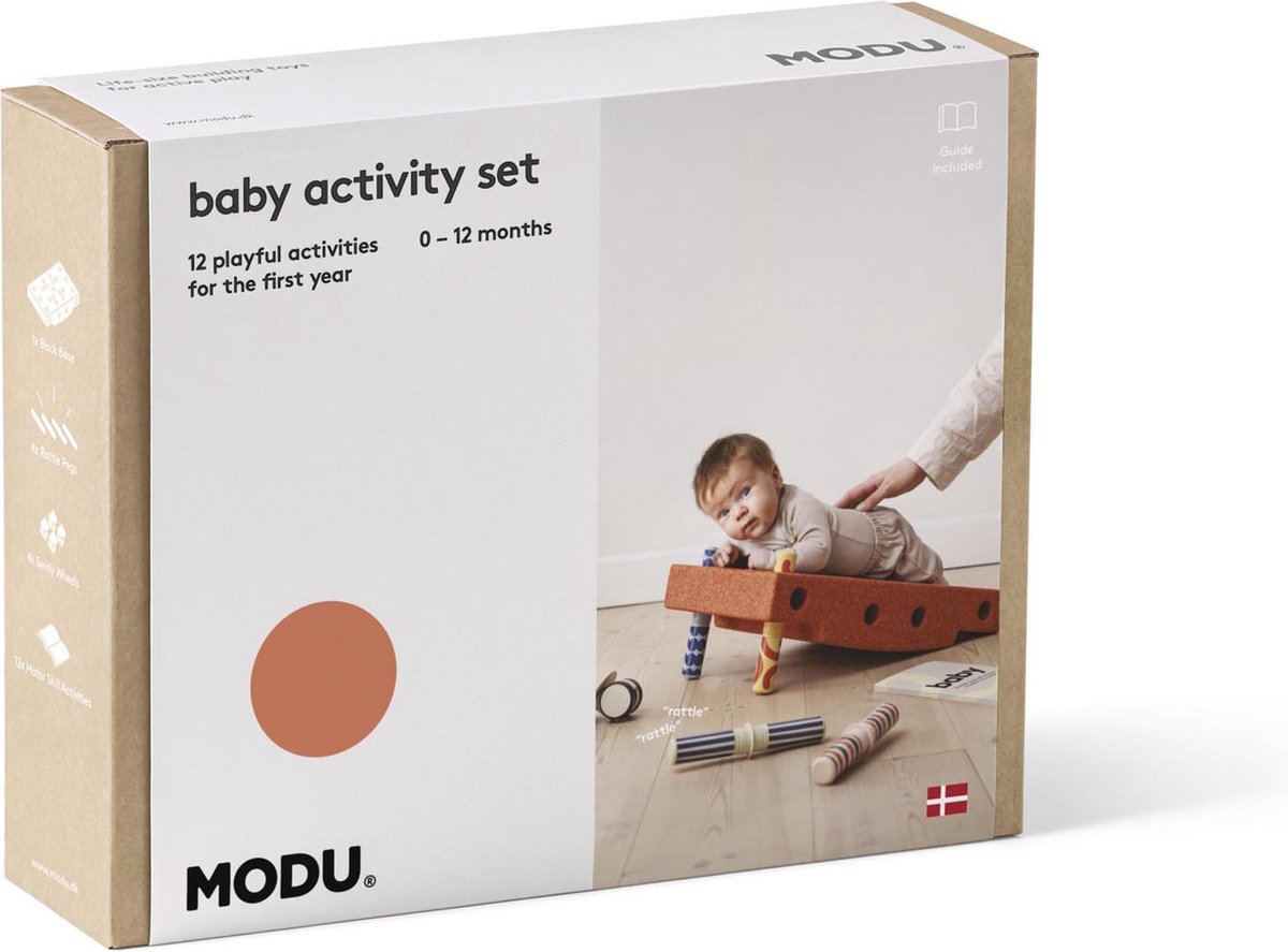 Modu Baby Activity Set - Blokken - Activiteiten speelgoed - Baby speelgoed 0-12 maanden - Ontwikkelingsspeelgoed baby- Burnt Orange / Dusty Green