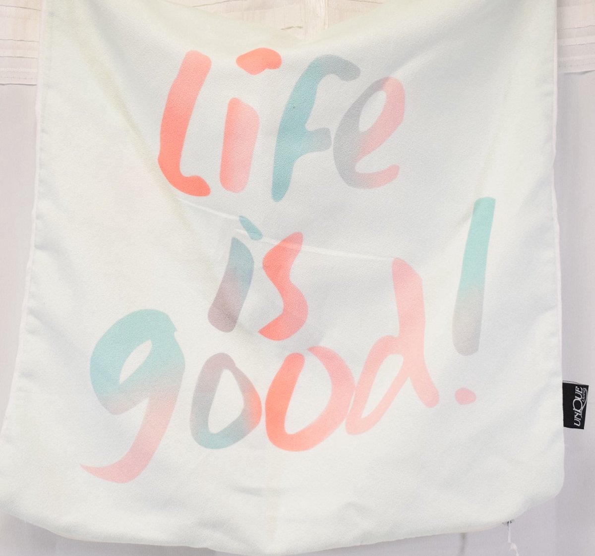 Unique Living Unique - sierkussenhoes - 3 stuks - kussenhoes - kussenhoesje - 45 x 45 cm - lichtblauw - mint - oranje - roze - met rits - life is good mint - licht blauw - roze - oranje