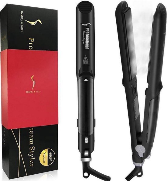 Foto: Steam stoom pro infrared hair straightener stijltang zwart 235 c nu gratis accessories