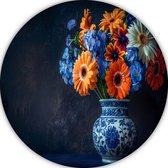 Bols muraux Fleurs - Panneau mural nature - Décoration murale Vase rond - Tableaux modernes - Tableau - Peintures mur cercle forex 90x90 cm