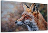 Vos portret - Dieren wanddecoratie - Canvas schilderij Achtergrond - Modern schilderij - Canvas schilderij woonkamer - Kunstwerk canvas 90x60 cm