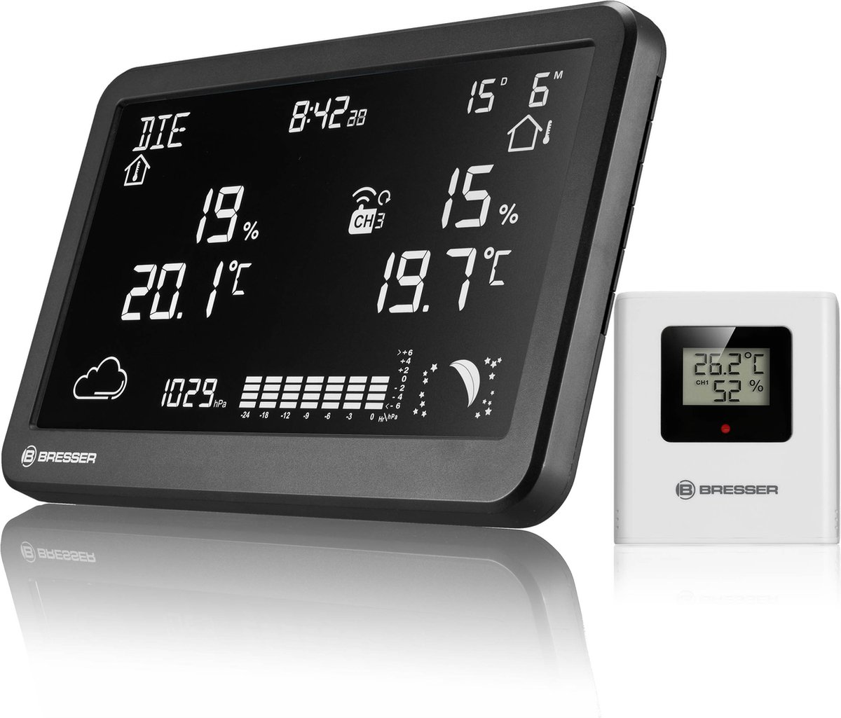 Bresser Weerstation - MeteoTemp TBH - Thermo -/ Hygrometer - Draadloos - Zwart