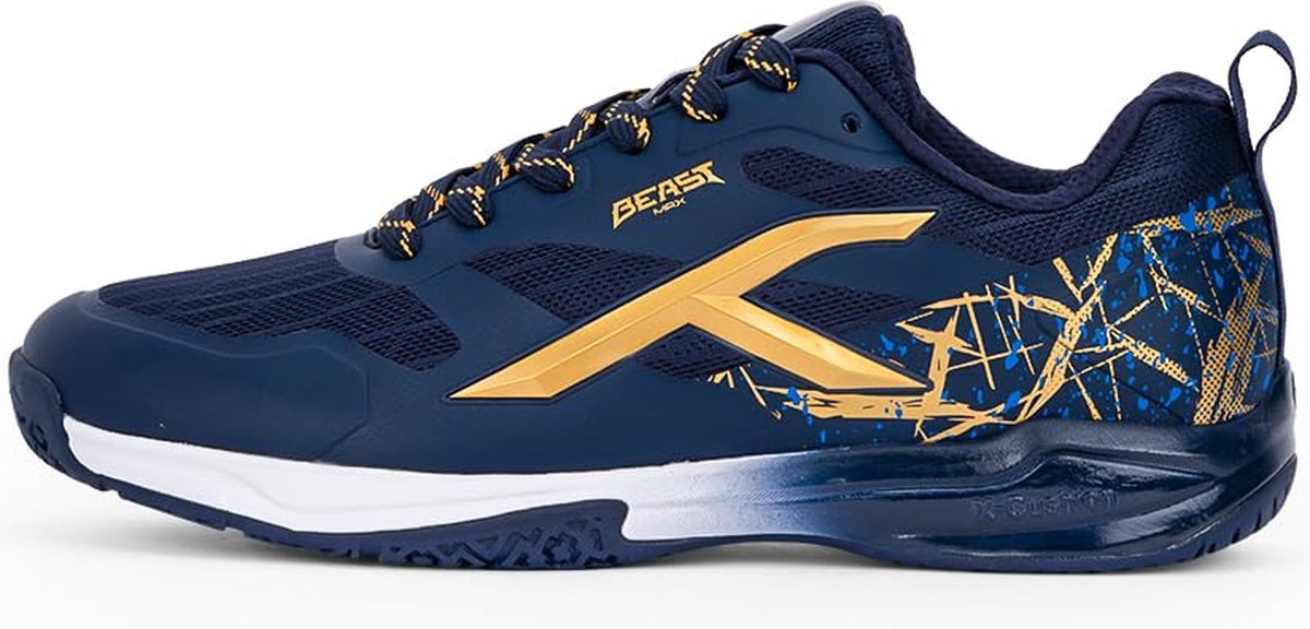 HUNDRED Beast Max Non-Marking Professionele Badminton Schoenen voor Heren (Navy/Gold, EU 41/UK 7/US 8) | Materiaal: Polyester/TPU | Geschikt voor Zaaltennis/Squash/Tafeltennis/Basketbal & Padel