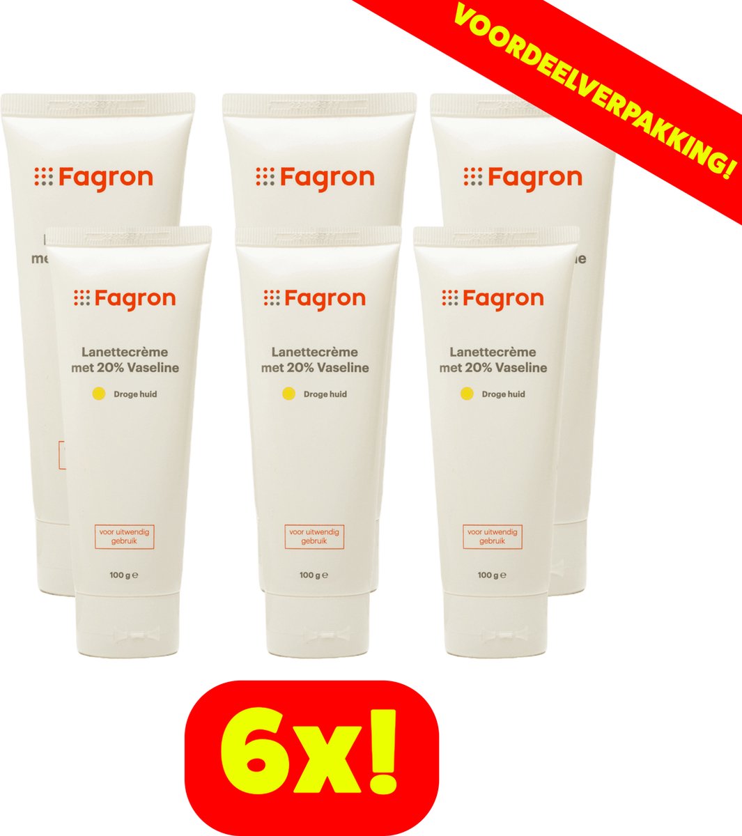 Goedkoopste 6x Fagron Lanettecrème 20 Vaseline - 100 ml - Voordeelverpakking!