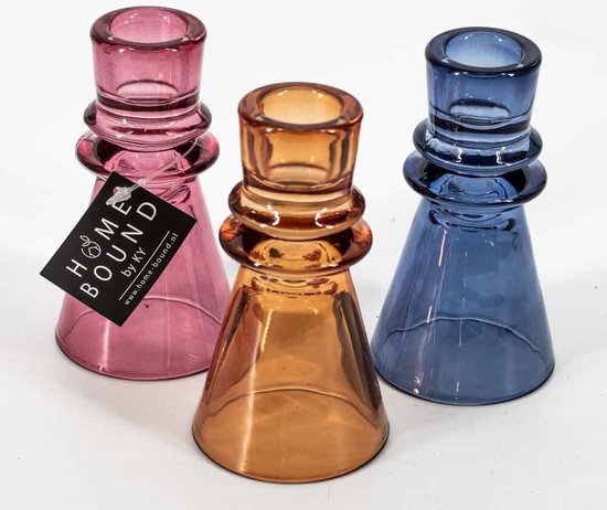 AccueilLié par KY | Bougeoir en Verres rose | 6x6x11cm | bougeoir réversible