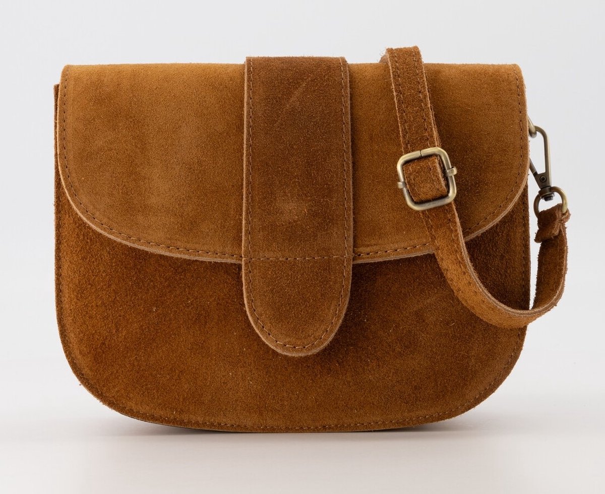TAS - crossbody- Suede Bag -cognac