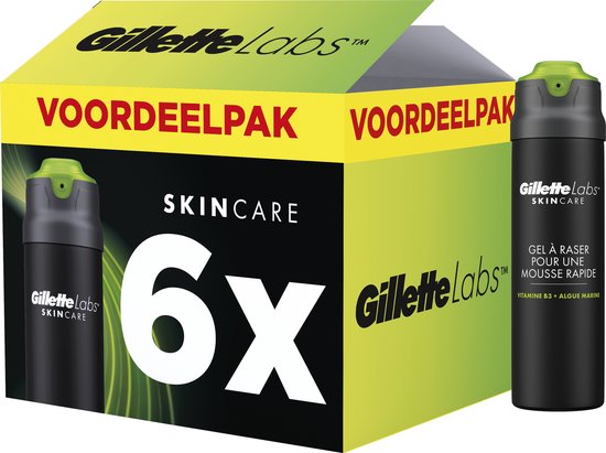 GilletteLabs Gel À Raser Pour Une Mousse Rapide - Gel À Raser Pour Homme - 6 x 198ml - De Gillette