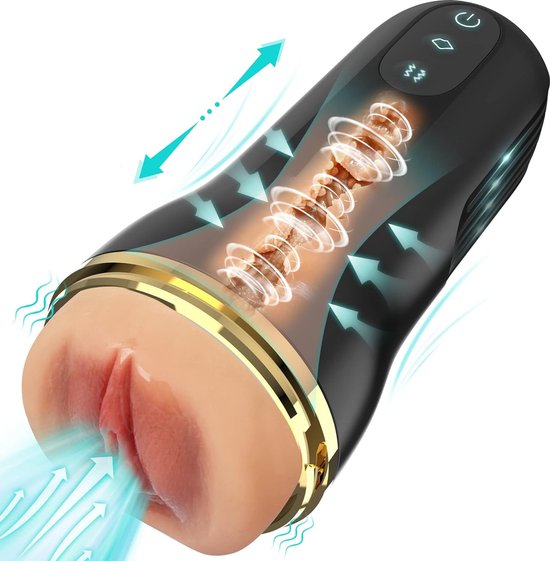 Foto: Intimate himeros luxe masturbator voor mannen met vibrerende kunstvagina 8 vibratiestanden 5 zuigstanden seksspeeltje voor mannen realistische 3d textuur masturbatorcup discrete verpakking