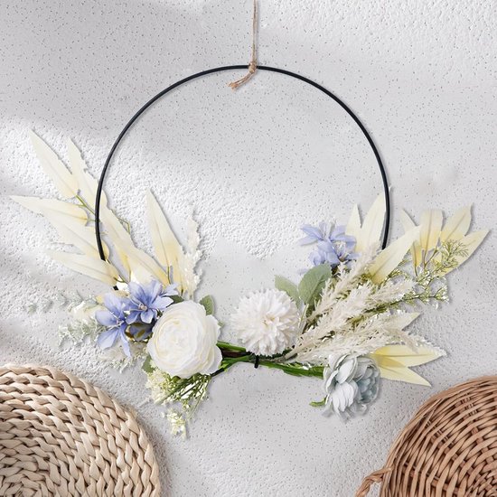 NJBYX Kunstmatige roos bloem chrysanthemum krans lente krans voor voordeur bruiloft feest raam wand boerderij home decor (Color : A, Size : As the picture shows NJBYX Kunstmatige roos bloem chrysanthemum krans lente krans voor voordeur bruiloft feest raam wand boerderij home decor (Color : A, Size : As the picture shows