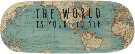 Vintage kaart de wereld is van jou harde brillenkoker | bol