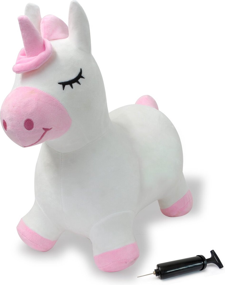 Jamara Skippybal - 466002 Skippydier Eenhoorn Wit Roze Pluche Junior met Pomp — afbeelding 9