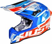 Just1 J12 Dominator Wit Rood Blauw Crosshelm - Motorhelm - Maat XL