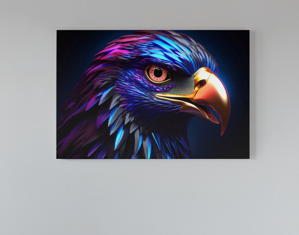 Trendex Global Canvas Schilderij - Roofvogel - Adelaar - 120x80x2 cm Blauw