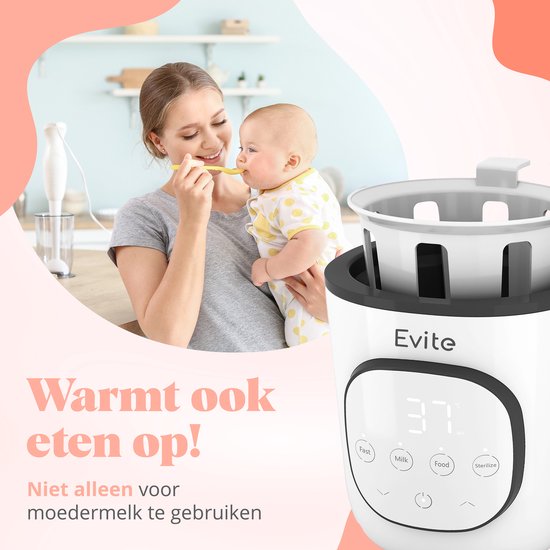 Evite 8-in-1 Flessenwarmer Wit – Warmhouden en Ontdooien - Flessenwarmers – Melk en Eten – Thermostaat en BPA-Vrij - Met E-Book — afbeelding 4