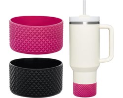 2 Stuks Tumbler Bottom Protector Fles Siliconen Boot voor Quencher Adventure 40oz & Stanley IceFlow 20oz 30oz en Compatibel met Hydro Fles Brede Mond 32oz 21oz 24oz (Diamond Snapper/Zwart)
