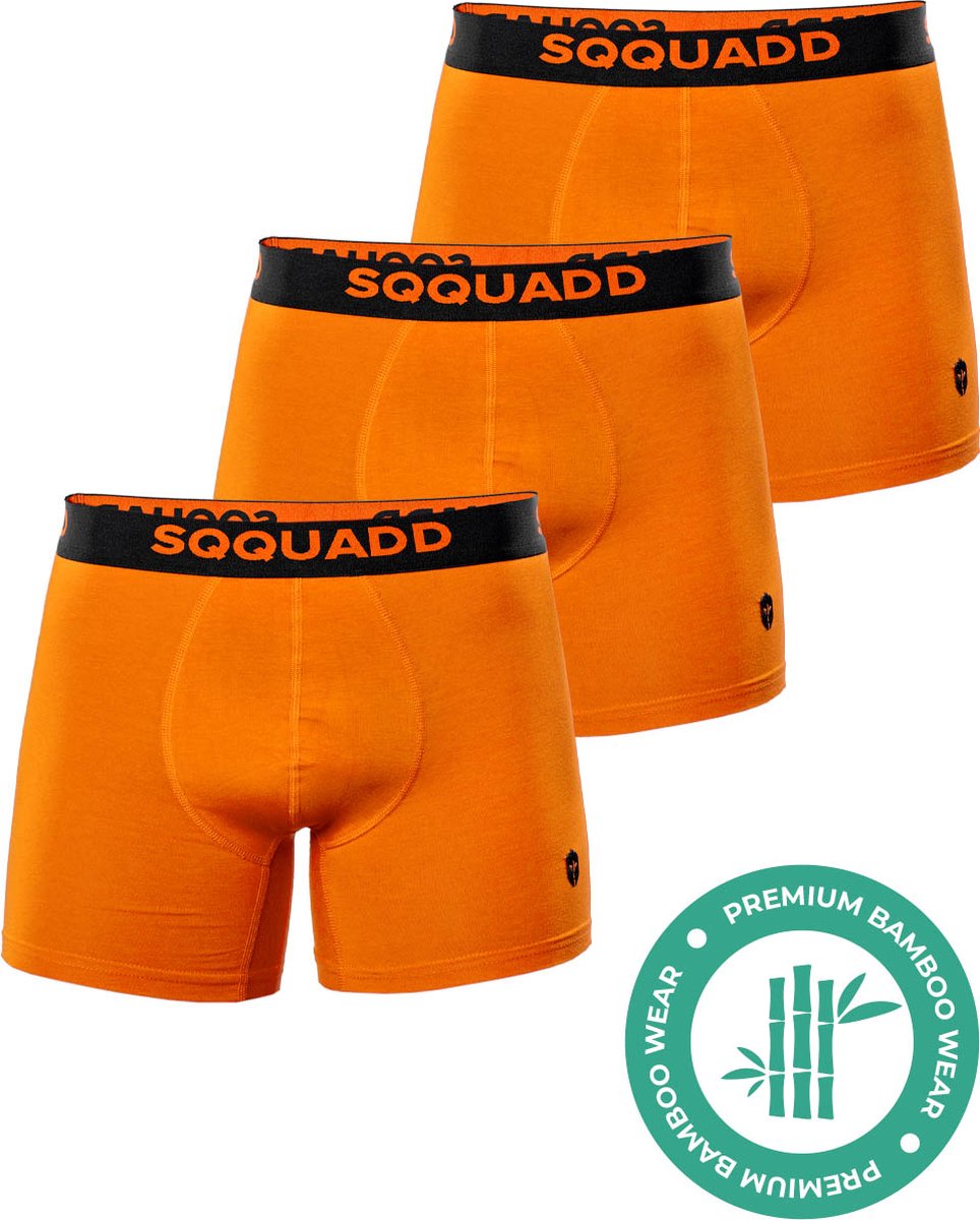 SQQUADD® Bamboe Ondergoed Heren - 3-pack Boxershorts - Maat L - Comfort en Kwaliteit - Voor Mannen - Bamboo - Oranje