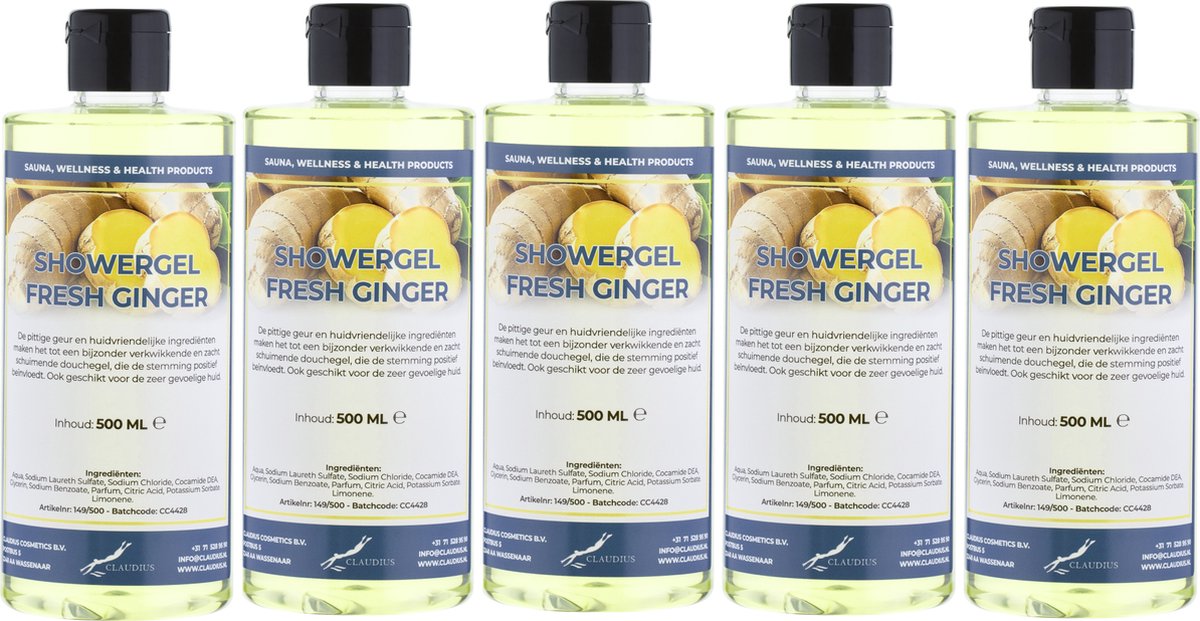 Goedkoopste Douchegel Fresh Ginger 500 ml - met klepdop - set van 5 stuks - Showergel