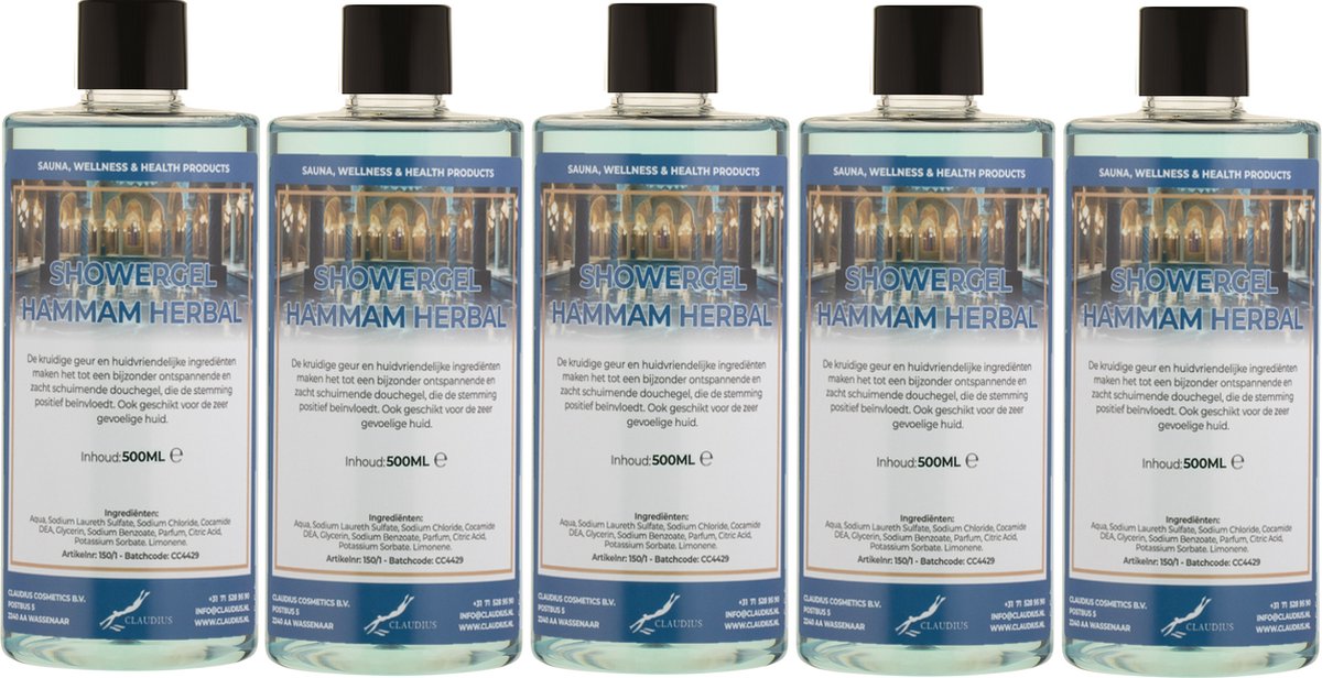 Goedkoopste Douchegel Hammam Herbal 500 ml - set van 5 stuks - Showergel
