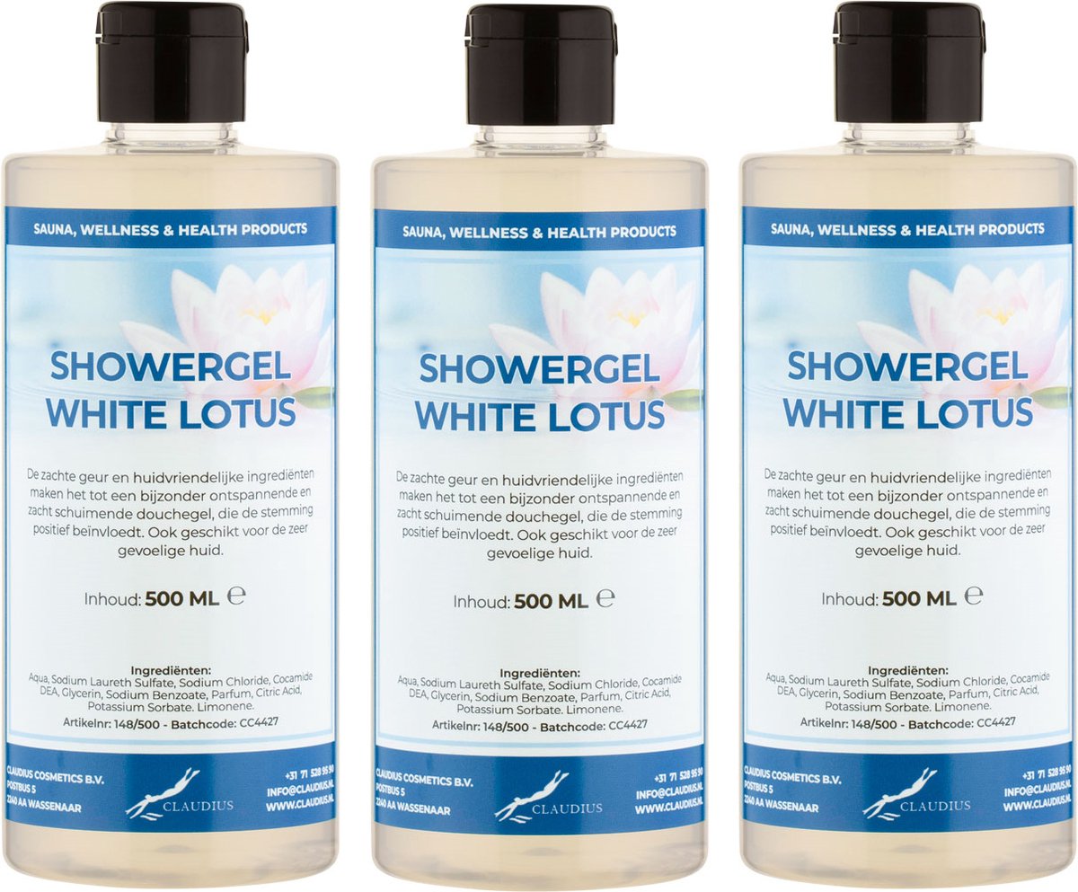 Goedkoopste Douchegel White Lotus 500 ml - met klepdop - set van 3 stuks - Showergel