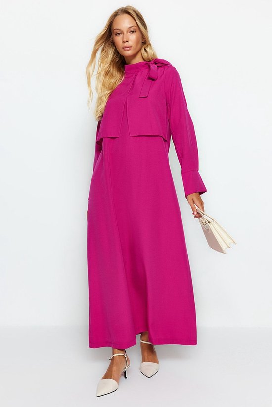 Trendyol Robe trapèze à manches standard et col montant pour femme