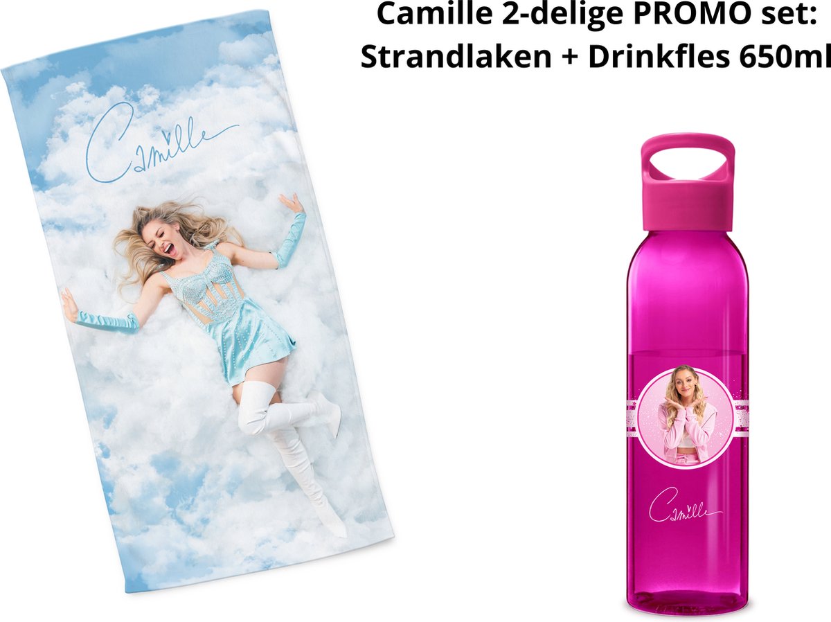 Camille Dhont - Camille 2-delige PROMO set: Strandlaken Magie + Drinkfles 650ml Roze