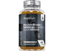 WeightWorld Multivitaminen Man - 90 vegan gummies - 12 belangrijke vitaminen en mineralen - Met Maca en Panax Ginseng
