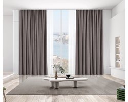Maroyathome VINCENT 100% Verduisterende Gordijnen - Kant-en-Klaar - Geschikt voor Haakjes - Donker Taupe - 150x260 cm - Luxe 100% Blackout Curtains - 1 Stuk