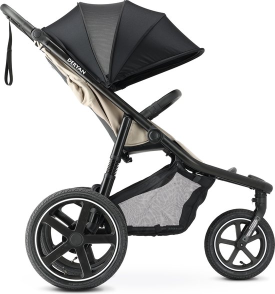 Deryan Bolt hardloop kinderwagen - Jogging buggy - Muggennet - Creme